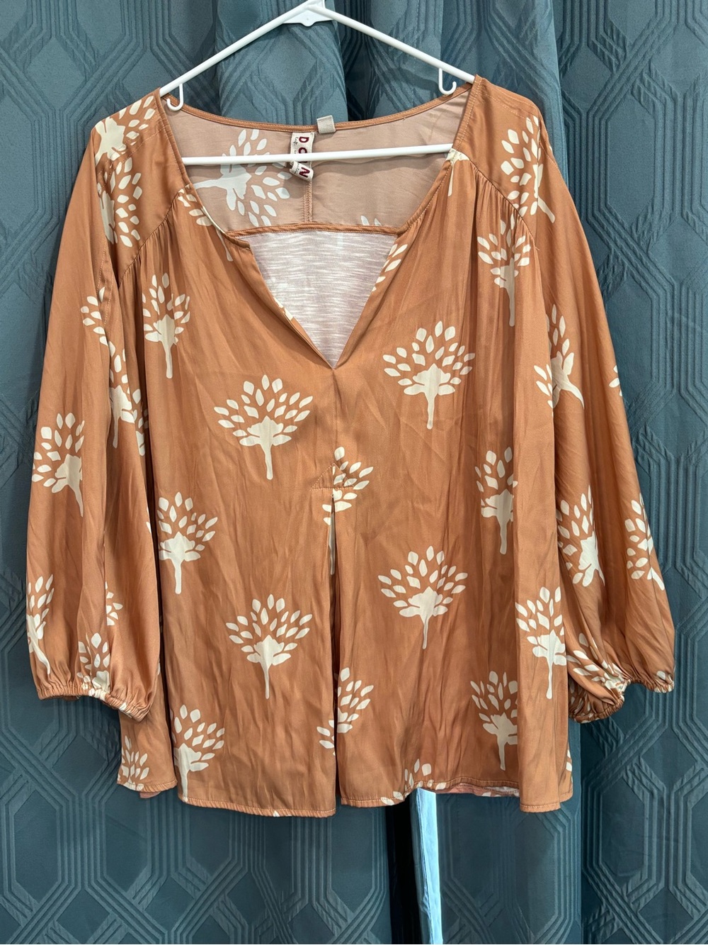 Dolan Rust Floral-Tree Print Peasant Tunic
